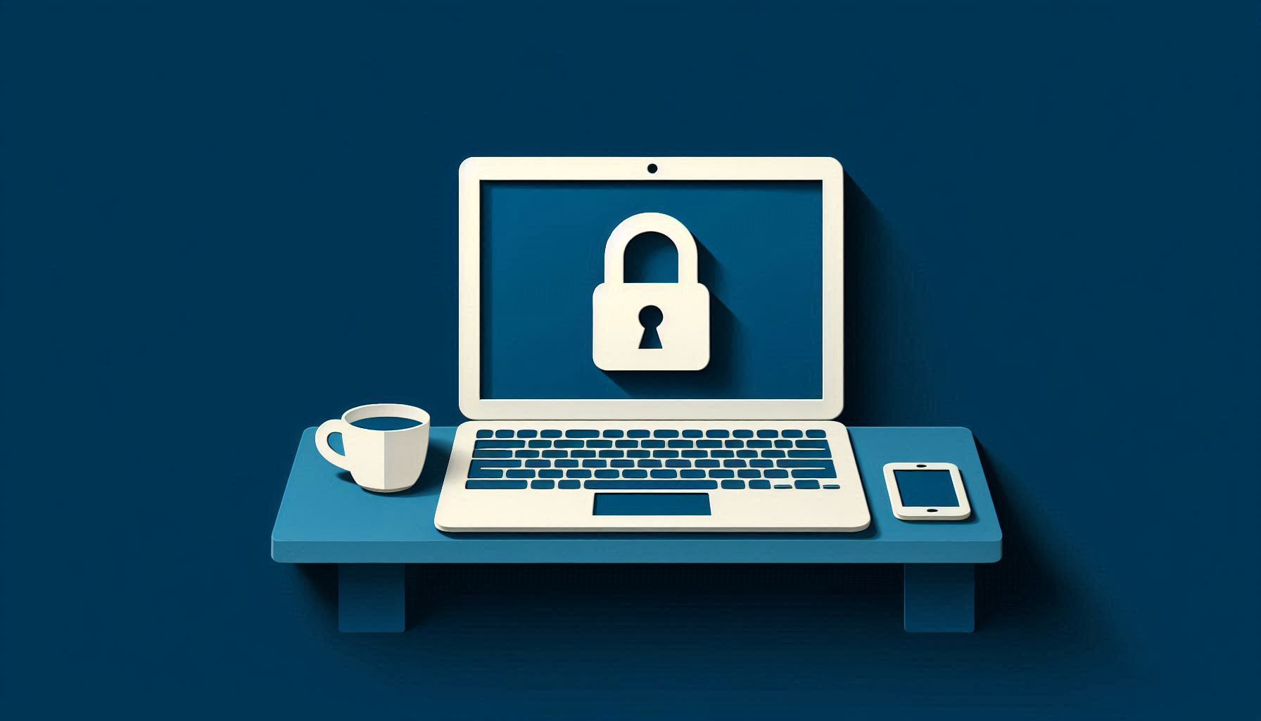 Padlock symbol on computer screen